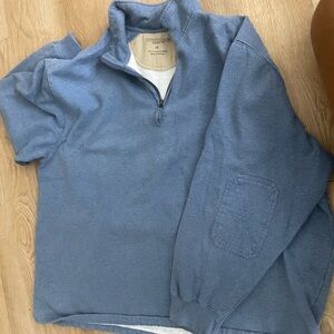 Faded Glory Blue Zip Up Sweater Soft Knit Casual